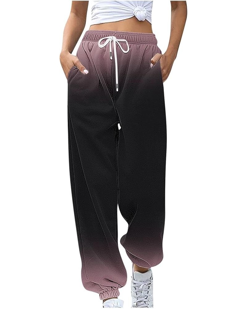 Womens Sweatpants with Pockets Women's Trendy Casual Warm Print Sherpa Lined Athletic Sweatpants Jogger Fleece Pants 04-purpl...