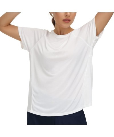 Women's Short Sleeve Crop Top Yoga T-Shirt for and Running Basic Tees Tshirts Shirts for Active Workout White $12.71 Activewear