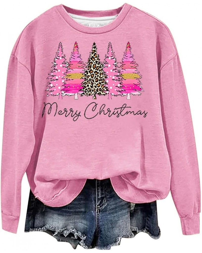 Ugly Christmas Sweaters For Women 2023 Cute Christmas Tree Print Crewneck Long Sleeve Pullover Holiday Sweatshirts 12 pink $7...