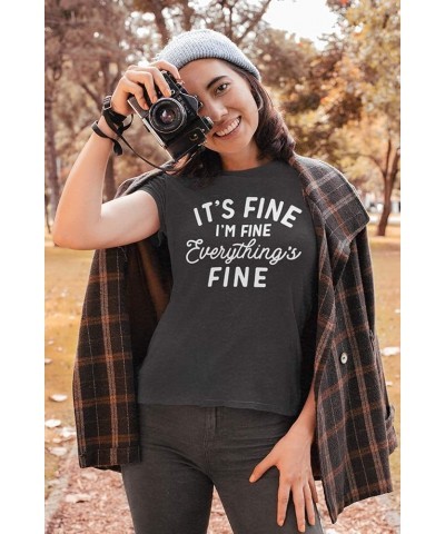 Its Fine Im Fine Everythings Fine Tshirt Women Inspirational T Shirts Short Sleeve Graphic Tees Tops Grey $11.87 T-Shirts