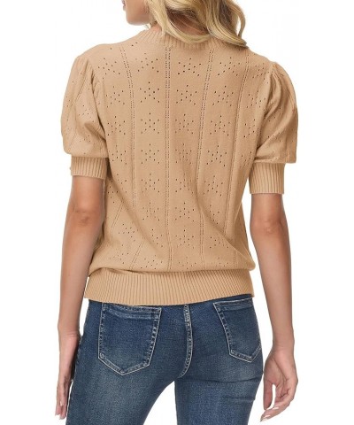 Womens Lightweight Thin Summer Pullover Sweater Cute Puff Short Sleeve Tops Pullover Shirt Knit Blouse Khaki $21.59 Sweaters