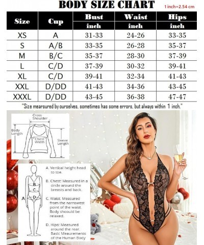 Women One Piece Lingerie Sexy Lace Bodysuit Deep V Teddy Babydoll Nightgown XS-XXXL Black $9.71 Lingerie