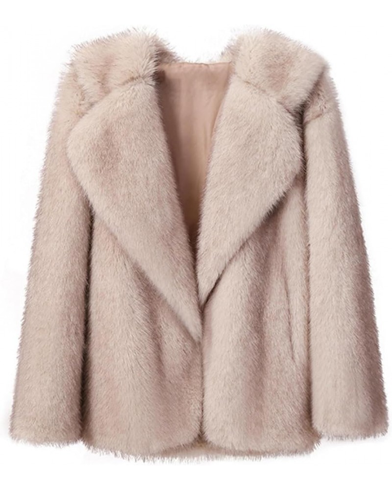 Warm Elegant Fur Coat,Women Luxury Faux Fur Coat Jackets Wrap Cape Shawl for Wedding Party Beige $46.14 Coats