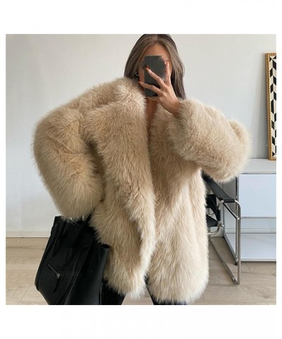 Warm Elegant Fur Coat,Women Luxury Faux Fur Coat Jackets Wrap Cape Shawl for Wedding Party Beige $46.14 Coats