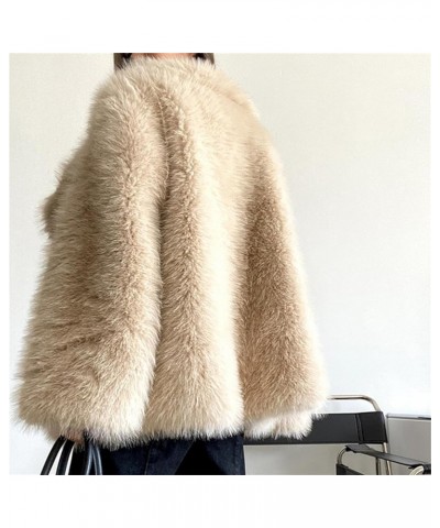 Warm Elegant Fur Coat,Women Luxury Faux Fur Coat Jackets Wrap Cape Shawl for Wedding Party Beige $46.14 Coats