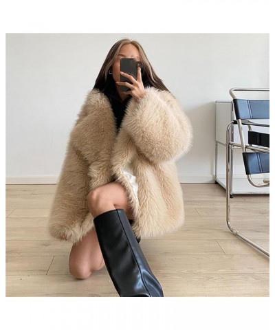 Warm Elegant Fur Coat,Women Luxury Faux Fur Coat Jackets Wrap Cape Shawl for Wedding Party Beige $46.14 Coats