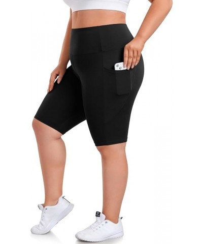 Plus Size Biker Shorts with Pockets for Women - High Waisted Spandex Athletic Bike Shorts for Yoga Workout Black $10.25 Activ...