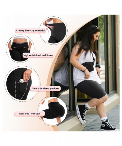 Plus Size Biker Shorts with Pockets for Women - High Waisted Spandex Athletic Bike Shorts for Yoga Workout Black $10.25 Activ...