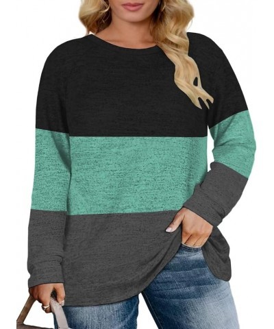 Women's-Plus-Size-Sweatshirts Long Sleeve Tops Crewneck Shirts Casual Tunics XL-4XL Color Block_a $17.69 Tops