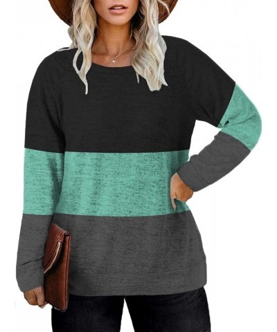 Women's-Plus-Size-Sweatshirts Long Sleeve Tops Crewneck Shirts Casual Tunics XL-4XL Color Block_a $17.69 Tops