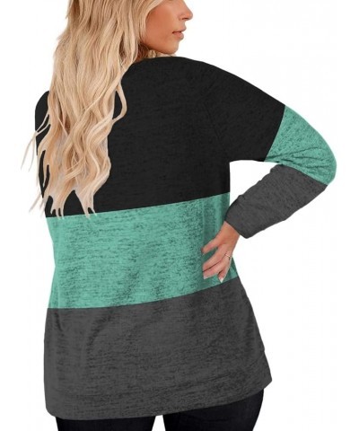 Women's-Plus-Size-Sweatshirts Long Sleeve Tops Crewneck Shirts Casual Tunics XL-4XL Color Block_a $17.69 Tops