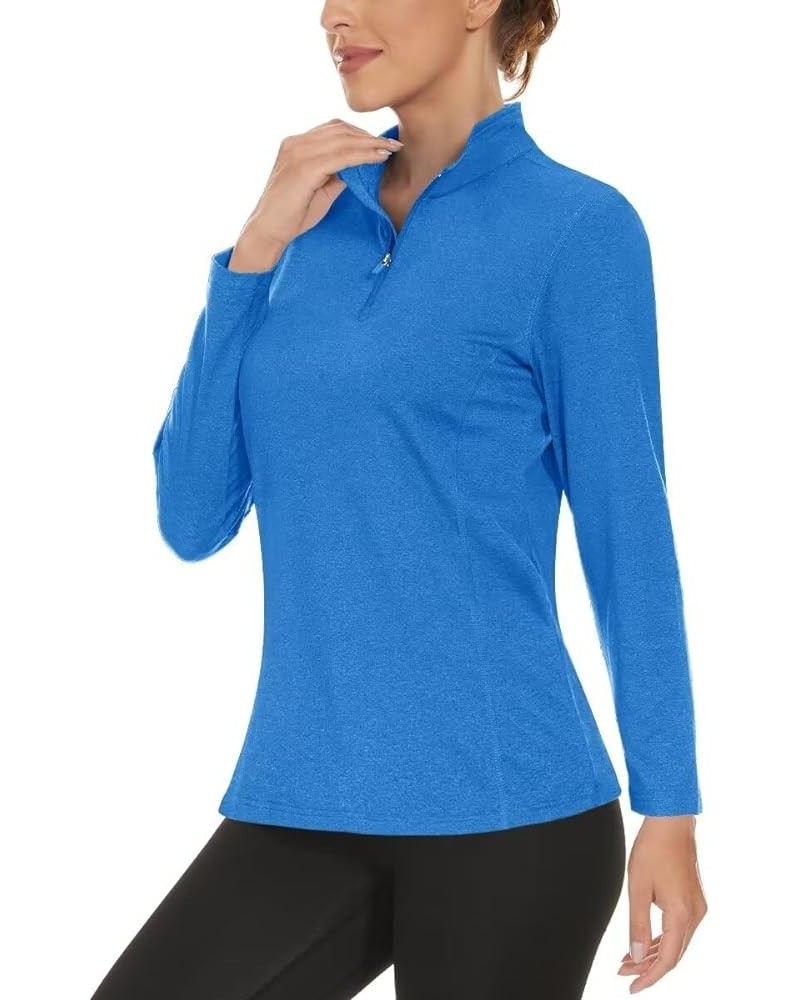 Women's Long Sleeve Shirts Quarter Zip Pullover UPF 50+ Sun Protection Golf Shirts Rash Guard UV SPF Tops Sea Blue $14.78 Others