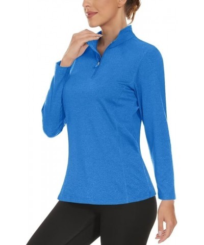 Women's Long Sleeve Shirts Quarter Zip Pullover UPF 50+ Sun Protection Golf Shirts Rash Guard UV SPF Tops Sea Blue $14.78 Others