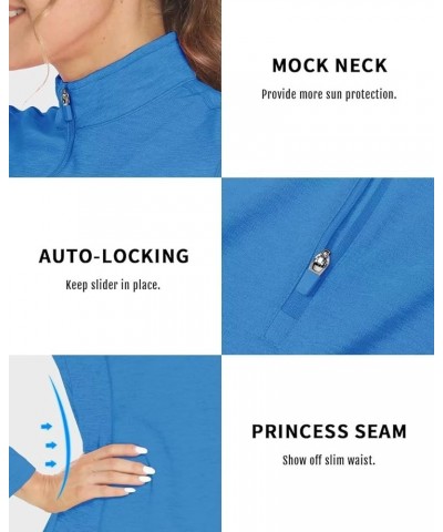 Women's Long Sleeve Shirts Quarter Zip Pullover UPF 50+ Sun Protection Golf Shirts Rash Guard UV SPF Tops Sea Blue $14.78 Others