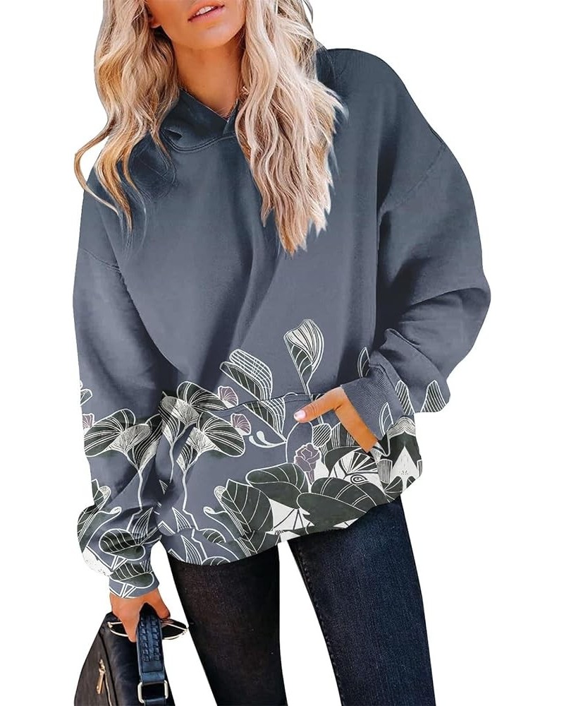 Long Sweaters For Women Women's Autumn And Winter Printed Pullover Hooded Sweatshirt Long Sleeve Fashion Sweatshirt 1-royal B...