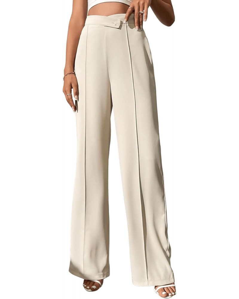 Women's Tall Size High Waist Seam Straight Leg Pants Casual Elegant Dress Pant Work Trousers Solid Apricot Tall XS $25.64 Pants