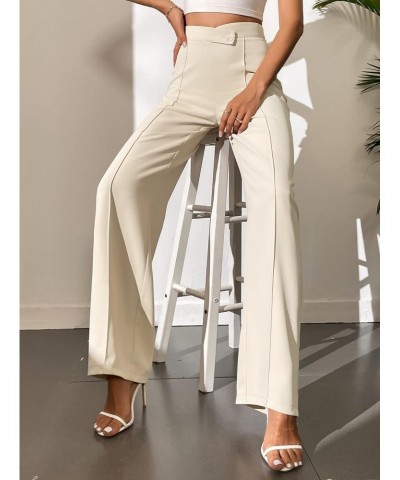 Women's Tall Size High Waist Seam Straight Leg Pants Casual Elegant Dress Pant Work Trousers Solid Apricot Tall XS $25.64 Pants