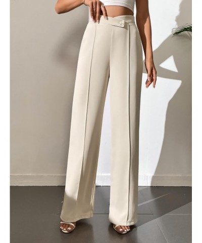 Women's Tall Size High Waist Seam Straight Leg Pants Casual Elegant Dress Pant Work Trousers Solid Apricot Tall XS $25.64 Pants