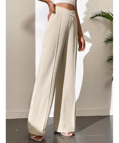 Women's Tall Size High Waist Seam Straight Leg Pants Casual Elegant Dress Pant Work Trousers Solid Apricot Tall XS $25.64 Pants