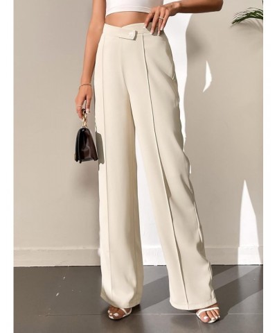 Women's Tall Size High Waist Seam Straight Leg Pants Casual Elegant Dress Pant Work Trousers Solid Apricot Tall XS $25.64 Pants