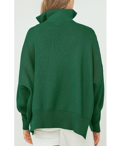 Women's Fall Pullover Oversized Sweaters Casual Long Sleeve Zip Up Lapel V Neck Knitted Winter Tops Green $18.92 Sweaters