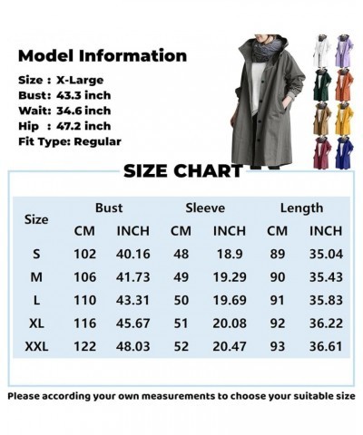 Women's Trench Jackets Plus Size Casual Long Rain Jacket Fashion Winter Hooded Oversized Windbreaker Coats Outerwear B Orange...