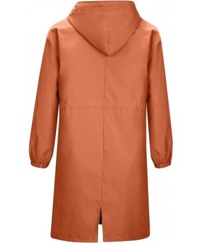 Women's Trench Jackets Plus Size Casual Long Rain Jacket Fashion Winter Hooded Oversized Windbreaker Coats Outerwear B Orange...