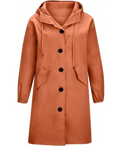 Women's Trench Jackets Plus Size Casual Long Rain Jacket Fashion Winter Hooded Oversized Windbreaker Coats Outerwear B Orange...