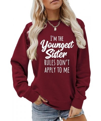 Sweatshirt for Women I'm The Youngest/Middle/Oldest Sister Shirts Funny Sisters Matching Outfits Casual Pullover Z01-wine-01 ...