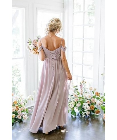 Women's Cold Shoulder Bridemaid Dresses Ruched Chiffon Sweetheart Corset Formal Evening Party Dress with Pockets Pink $17.86 ...