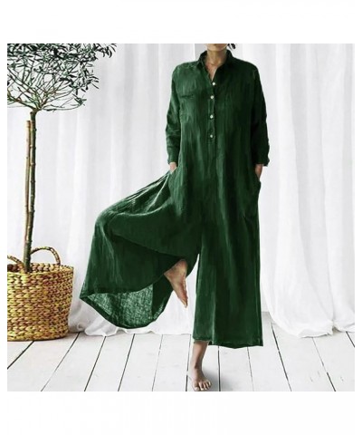 Womens Plus Size Loose Jumpsuit Cotton Linen Square Neck Cap Sleeve Casual Oversized Baggy Rompers Wide Leg Long Pants 9-gree...