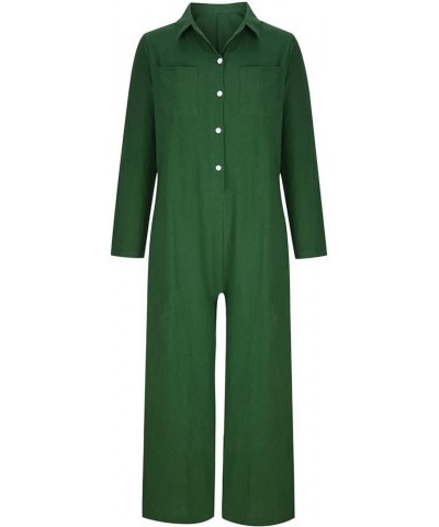 Womens Plus Size Loose Jumpsuit Cotton Linen Square Neck Cap Sleeve Casual Oversized Baggy Rompers Wide Leg Long Pants 9-gree...