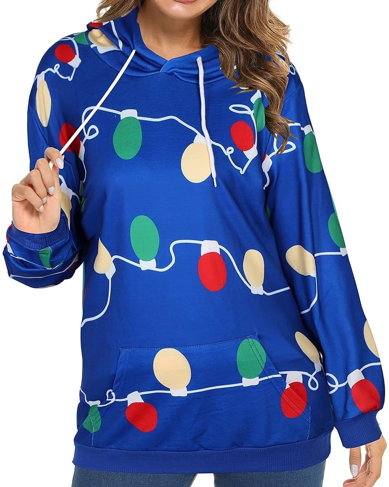 Christmas Sweatshirt Women Snowflake Graphics Hoodie with Pocket Xmas Pullover Tops Blue $12.99 Hoodies & Sweatshirts