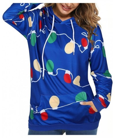 Christmas Sweatshirt Women Snowflake Graphics Hoodie with Pocket Xmas Pullover Tops Blue $12.99 Hoodies & Sweatshirts