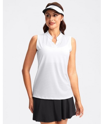 Women's Sleeveless Golf Shirt V-Neck Lightweight Quick Dry Tennis Tank Tops Golf Polo Shirts for Women A White $12.69 Shirts