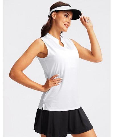 Women's Sleeveless Golf Shirt V-Neck Lightweight Quick Dry Tennis Tank Tops Golf Polo Shirts for Women A White $12.69 Shirts