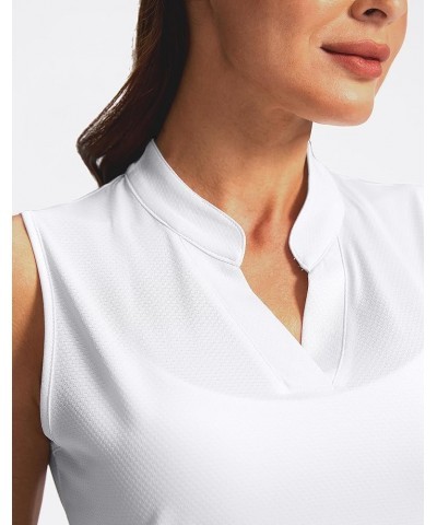 Women's Sleeveless Golf Shirt V-Neck Lightweight Quick Dry Tennis Tank Tops Golf Polo Shirts for Women A White $12.69 Shirts