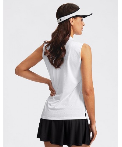 Women's Sleeveless Golf Shirt V-Neck Lightweight Quick Dry Tennis Tank Tops Golf Polo Shirts for Women A White $12.69 Shirts