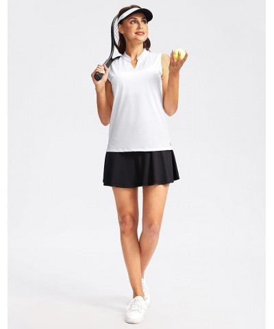 Women's Sleeveless Golf Shirt V-Neck Lightweight Quick Dry Tennis Tank Tops Golf Polo Shirts for Women A White $12.69 Shirts