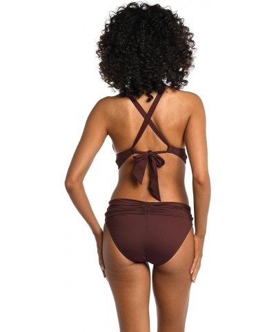 Women's Standard Island Goddess High Neck Midkini Swimsuit Bikini Top Java $22.74 Swimsuits