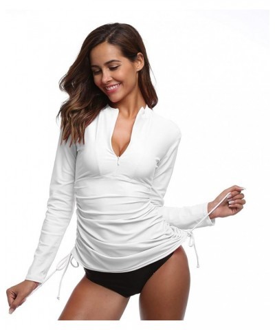 Women's UV Sun Protection UPF 50+ Long Sleeve Rash Guard Wetsuit Swimsuit Top White $17.69 Swimsuits