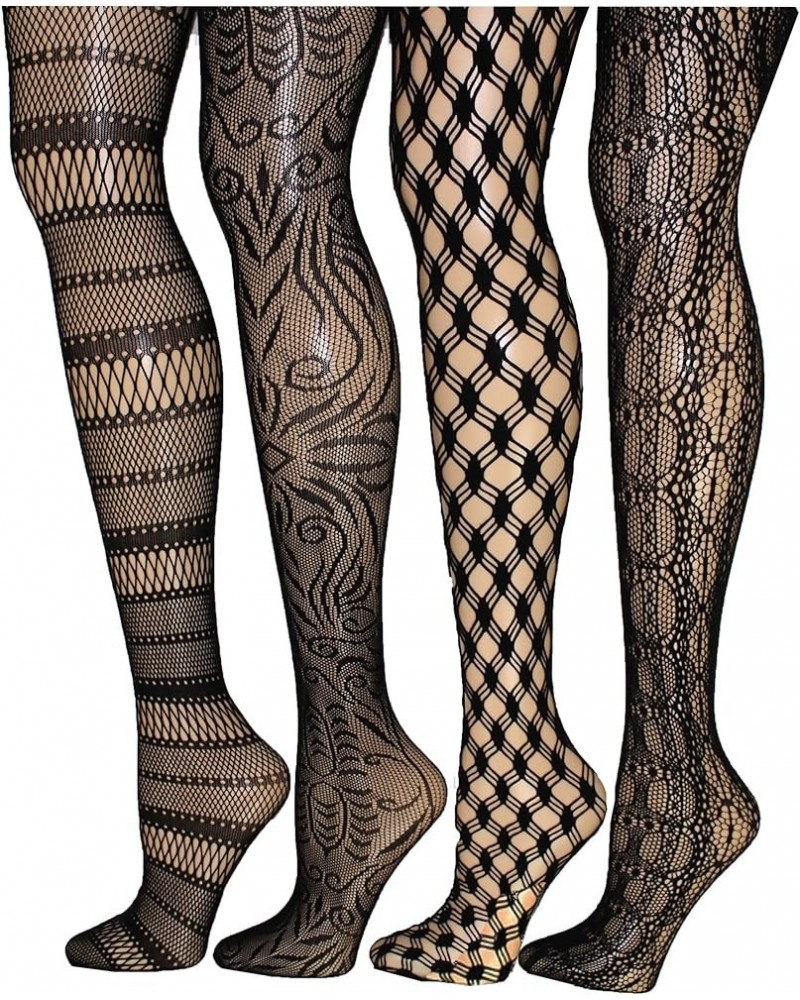 4 Pack Sexy Fishnet Stocking Tights Hosiery For Women Extended Sizes 4-d $10.75 Socks