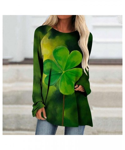 St Patricks Day Shirt Women Long Sleeve Lucky Funny Tshirts Irish Shamrock Graphic Tees Blouse 017-green $10.44 Blouses