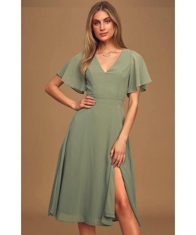 Women's Short Sleeve Bridesmaid Dresses with Slit V Neck Chiffon Short Formal Evening Gowns Yellow $20.70 Dresses