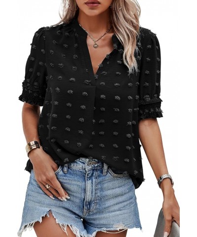 Womens Tops, Summer Casual Short Sleeve V Neck Solid Flowy Top Loose Tunic Blouses Shirts 2393black $14.72 Tops