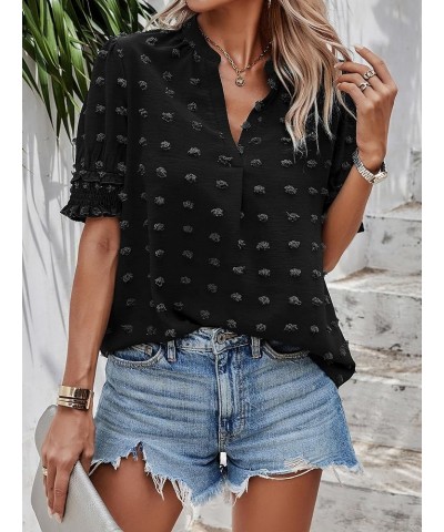 Womens Tops, Summer Casual Short Sleeve V Neck Solid Flowy Top Loose Tunic Blouses Shirts 2393black $14.72 Tops