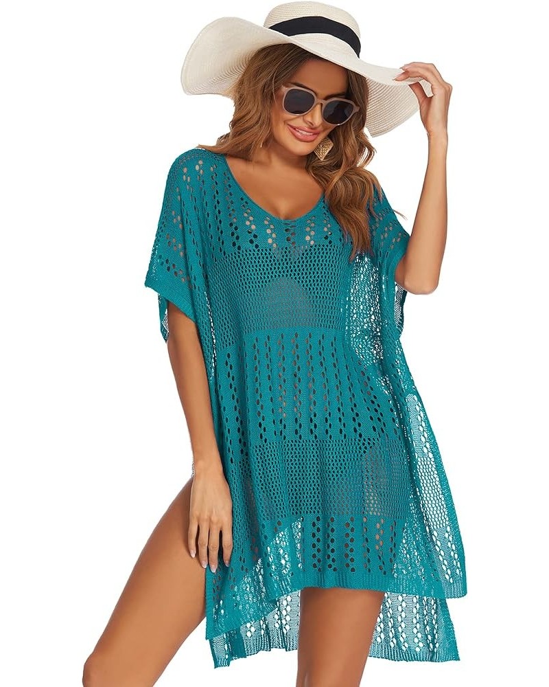 Beach Swimsuit Cover Up Womens Sexy Bikini Crochet Bathing Suit Summer Pool Swimwear Dress Blue Green $10.19 Swimsuits