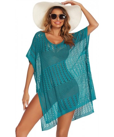 Beach Swimsuit Cover Up Womens Sexy Bikini Crochet Bathing Suit Summer Pool Swimwear Dress Blue Green $10.19 Swimsuits