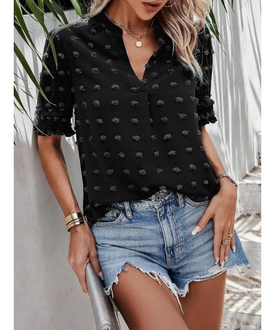 Womens Tops, Summer Casual Short Sleeve V Neck Solid Flowy Top Loose Tunic Blouses Shirts 2393black $14.72 Tops