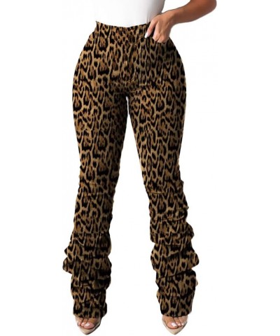 Womens Leopard Print Skinny Jeans Classic Pleated High Waist Jeans Casual Trousers,Yellow,L XX-Large Yellow $22.41 Jeans